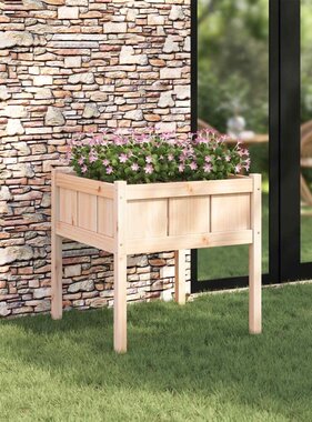 VidaXL Tuin Bloempot Natuur 70 x 70 x 70 cm Massief grenenhout