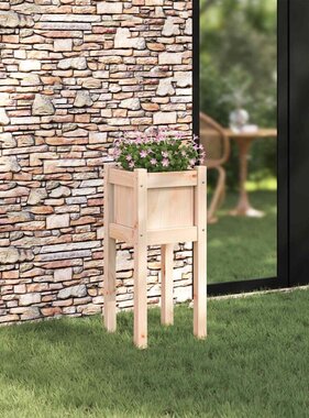 VidaXL Tuin Bloempot Natuur 31 x 31 x 70 cm Massief grenenhout