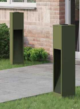 VidaXL Zonne LED Padverlichting 2 pcs Olijf Groen Koudgewalst staal