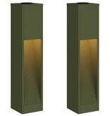 VidaXL Zonne LED Padverlichting 2 pcs Olijf Groen Koudgewalst staal