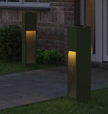 VidaXL Zonne LED Padverlichting 2 pcs Olijf Groen Koudgewalst staal