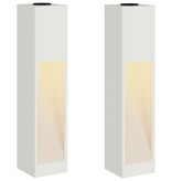 VidaXL Zonne LED Padverlichting 2 pcs Wit Koudgewalst staal