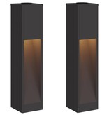 VidaXL Zonne LED Padverlichting 2 pcs Zwart Koudgewalst staal