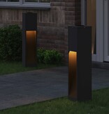 VidaXL Zonne LED Padverlichting 2 pcs Zwart Koudgewalst staal