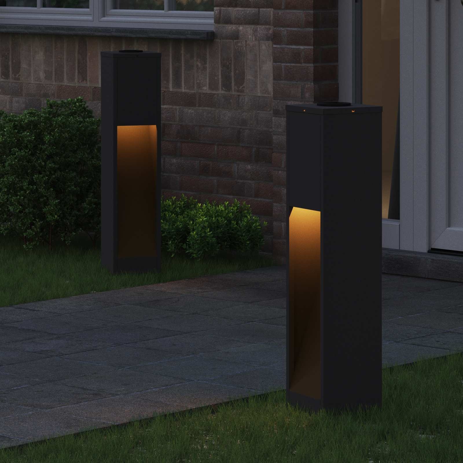 VidaXL Zonne LED Padverlichting 2 pcs Zwart Koudgewalst staal