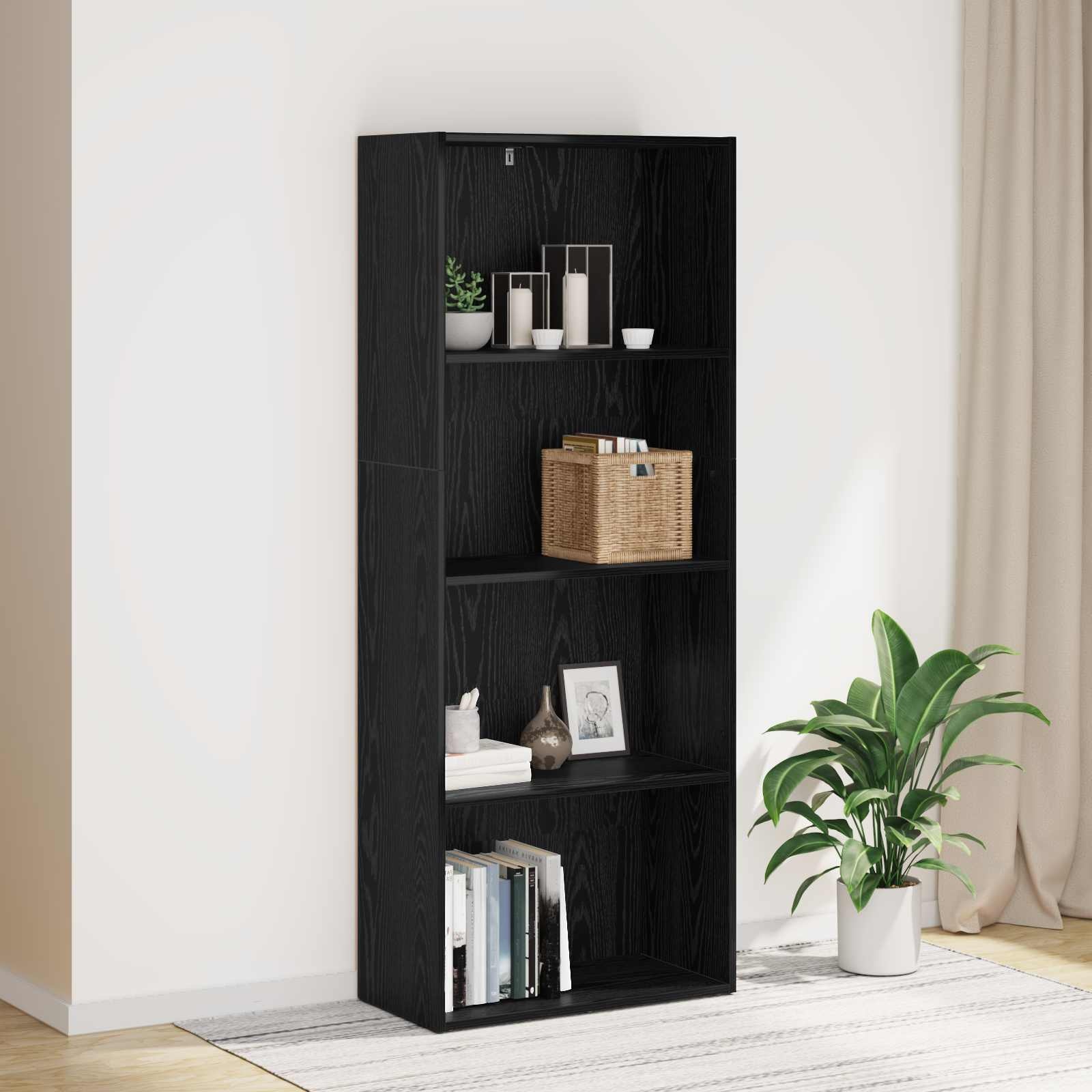 VidaXL Boekenkast Zwart Eiken 60 x 30 x 151,5 cm Bewerkt hout