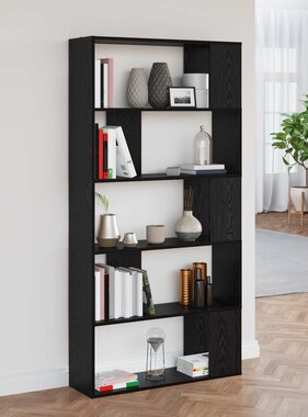 VidaXL Boekenkast Zwart Eiken 80 x 24 x 159 cm Bewerkt hout
