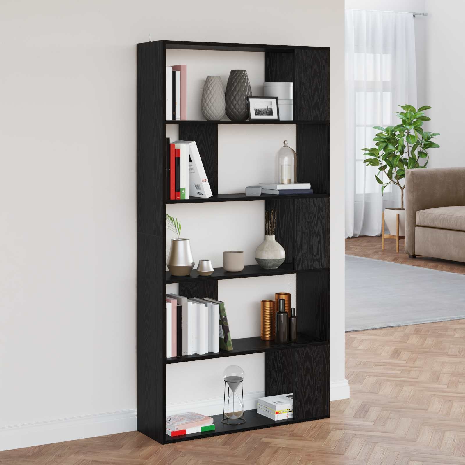 VidaXL Boekenkast Zwart Eiken 80 x 24 x 159 cm Bewerkt hout