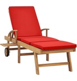 VidaXL Ligbed met kussen massief teakhout rood