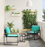 VidaXL Meubelsets met kussen 3 pcs Zwart en Turquoise Rattan