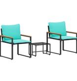 VidaXL Meubelsets met kussen 3 pcs Zwart en Turquoise Rattan