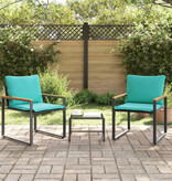 VidaXL Meubelsets met kussen 3 pcs Zwart en Turquoise Rattan