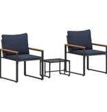 VidaXL Meubelsets met kussen 3 pcs Grijs en Marineblauw Rattan
