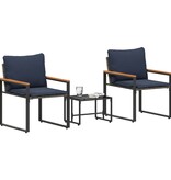 VidaXL Meubelsets met kussen 3 pcs Grijs en Marineblauw Rattan