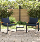 VidaXL Meubelsets met kussen 3 pcs Grijs en Marineblauw Rattan