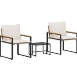 VidaXL Meubelsets met kussen 3 pcs Beige en Crème Wit Rattan