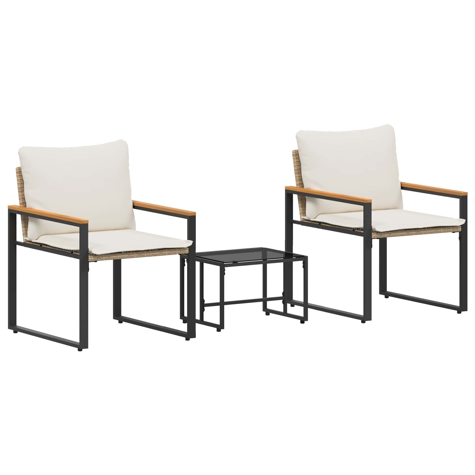 VidaXL Meubelsets met kussen 3 pcs Beige en Crème Wit Rattan