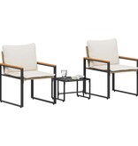 VidaXL Meubelsets met kussen 3 pcs Beige en Crème Wit Rattan