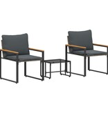 VidaXL Meubelsets met kussen 3 pcs Grijs en Donkergrijs Rattan