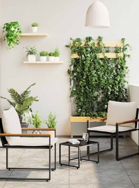 VidaXL Meubelsets met kussen 3 pcs Zwart en Cream Wit Rattan