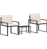 VidaXL Meubelsets met kussen 3 pcs Zwart en Cream Wit Rattan