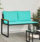 VidaXL Bank met kussen Zwart en Turquoise 115 x 65 x 72 cm Rattan