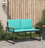 VidaXL Bank met kussen Zwart en Turquoise 115 x 65 x 72 cm Rattan