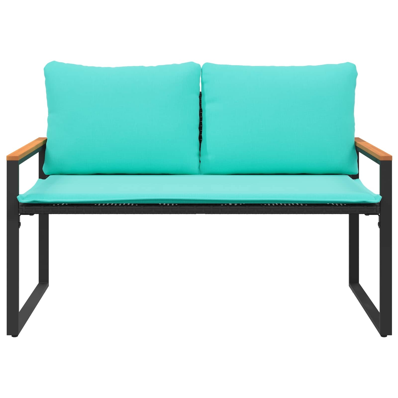 VidaXL Bank met kussen Zwart en Turquoise 115 x 65 x 72 cm Rattan