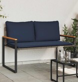 VidaXL Bank met kussen Grijs en Marineblauw 115 x 65 x 72 cm Rattan