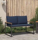 VidaXL Bank met kussen Grijs en Marineblauw 115 x 65 x 72 cm Rattan