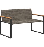 VidaXL Bank met kussen Grijs en Marineblauw 115 x 65 x 72 cm Rattan