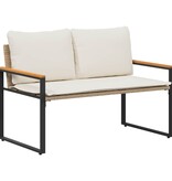VidaXL Bank met kussen Beige en Crème Wit 115 x 65 x 72 cm Rattan