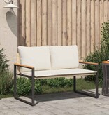 VidaXL Bank met kussen Beige en Crème Wit 115 x 65 x 72 cm Rattan