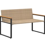 VidaXL Bank met kussen Beige en Crème Wit 115 x 65 x 72 cm Rattan