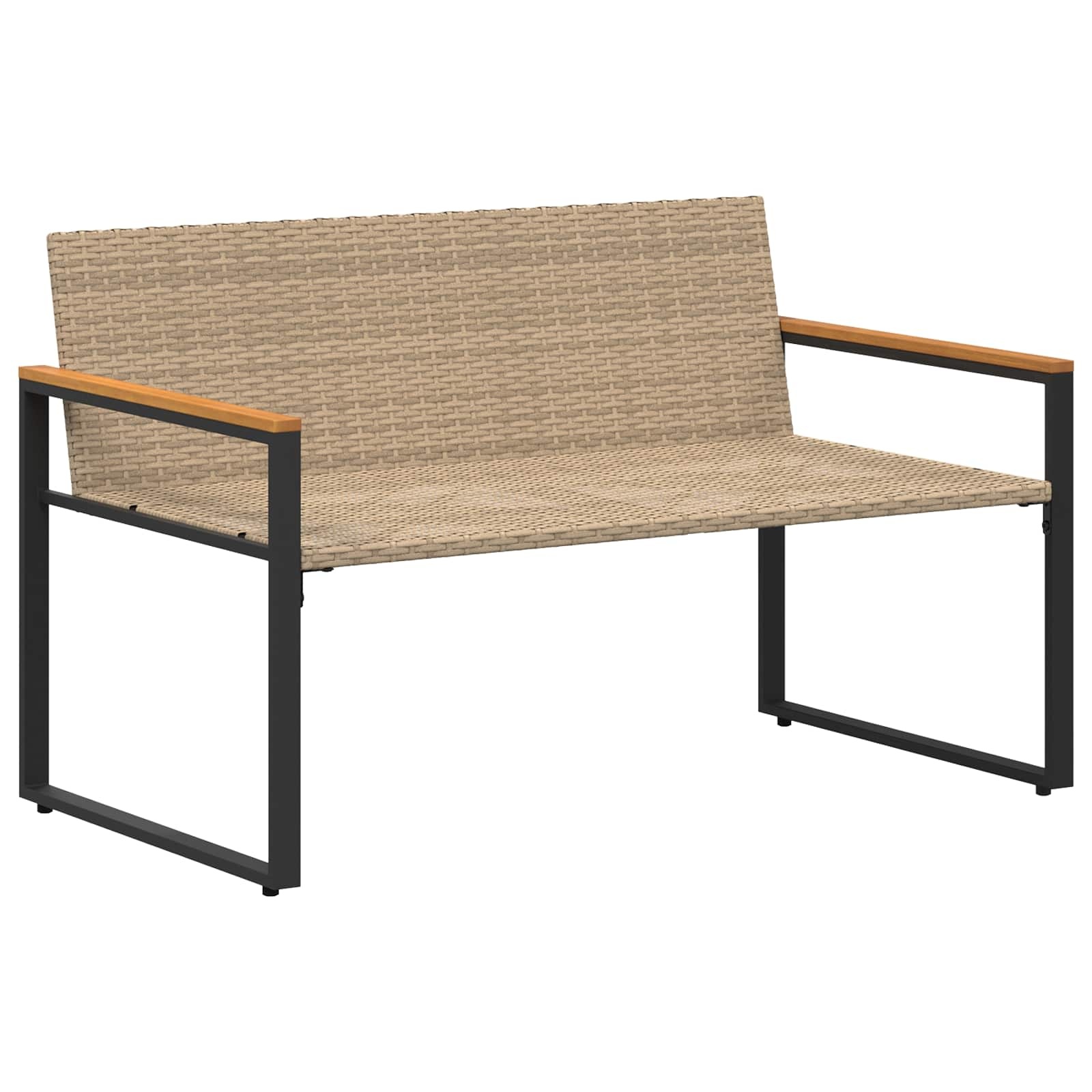 VidaXL Bank met kussen Beige en Crème Wit 115 x 65 x 72 cm Rattan