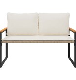 VidaXL Bank met kussen Beige en Crème Wit 115 x 65 x 72 cm Rattan