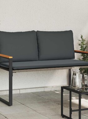 VidaXL Bank met kussen Grijs en Donkergrijs 115 x 65 x 72 cm Rattan