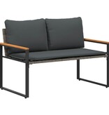 VidaXL Bank met kussen Grijs en Donkergrijs 115 x 65 x 72 cm Rattan