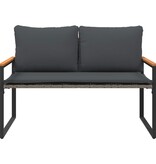 VidaXL Bank met kussen Grijs en Donkergrijs 115 x 65 x 72 cm Rattan