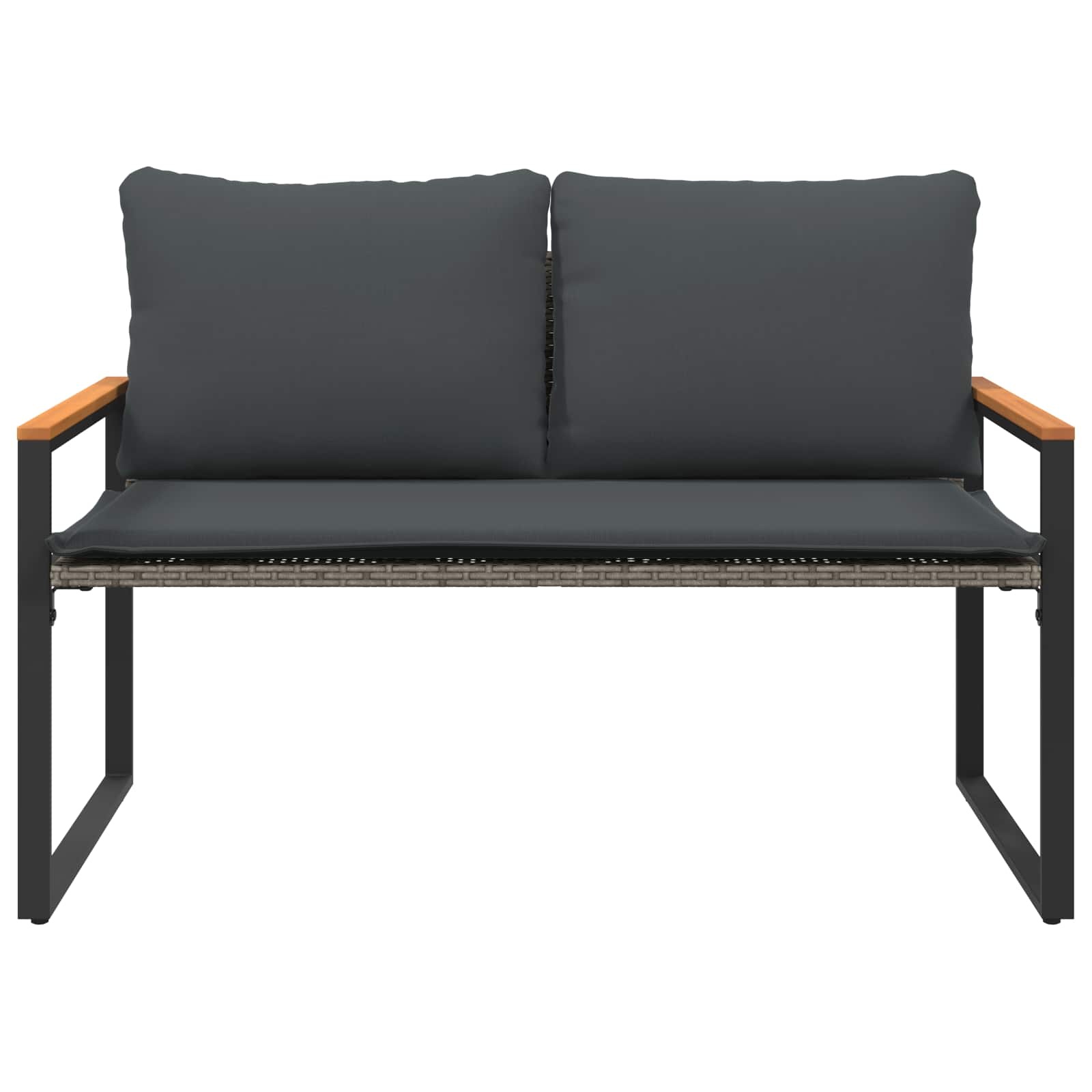 VidaXL Bank met kussen Grijs en Donkergrijs 115 x 65 x 72 cm Rattan