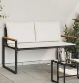 VidaXL Bank met kussen Zwart en Cream Wit 115 x 65 x 72 cm Rattan
