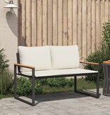 VidaXL Bank met kussen Zwart en Cream Wit 115 x 65 x 72 cm Rattan