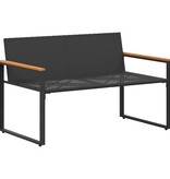 VidaXL Bank met kussen Zwart en Cream Wit 115 x 65 x 72 cm Rattan