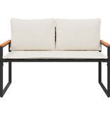 VidaXL Bank met kussen Zwart en Cream Wit 115 x 65 x 72 cm Rattan