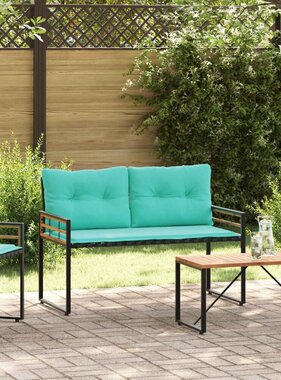 VidaXL Houten Laag Bank met kussen Effen Turquoise 114 x 55 x 77 cm