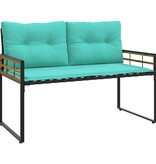 VidaXL Houten Laag Bank met kussen Effen Turquoise 114 x 55 x 77 cm
