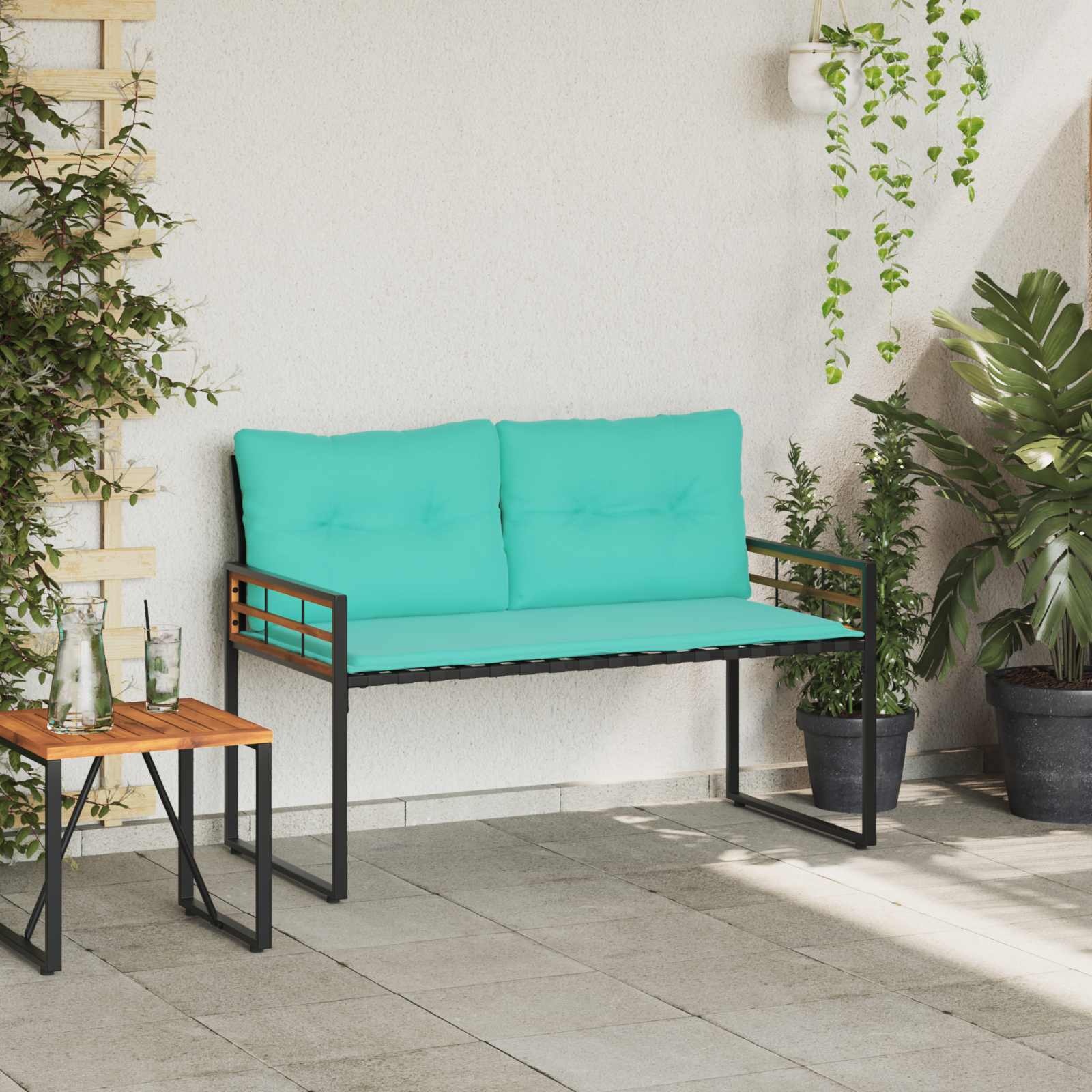 VidaXL Houten Laag Bank met kussen Effen Turquoise 114 x 55 x 77 cm