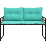 VidaXL Houten Laag Bank met kussen Effen Turquoise 114 x 55 x 77 cm