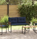 VidaXL Houten Laag Bank met kussen Effen Marineblauw 114 x 55 x 77 cm