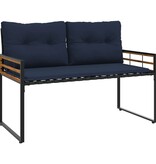 VidaXL Houten Laag Bank met kussen Effen Marineblauw 114 x 55 x 77 cm